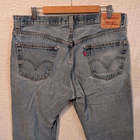 Levis 2000s 505 Regular Fit Light Wash Distressed High Rise Size 14 - Picture 7 of 11
